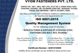 ISO 9001 : 2015 Certificate